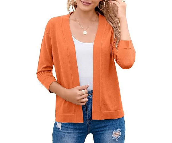 Women's Soft Viscose Blend Cropped Cardigan | Relaxed Open Front Sweater