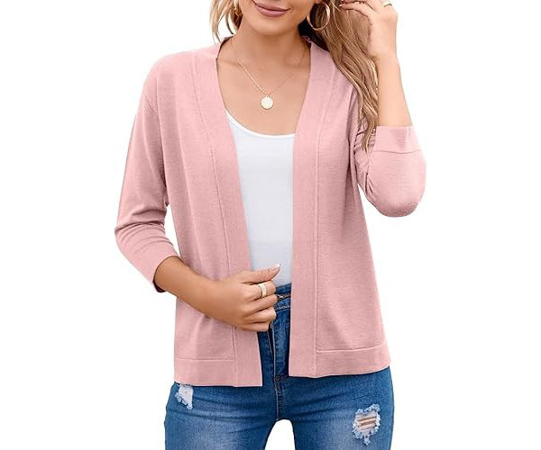 Women's Soft Viscose Blend Cropped Cardigan | Relaxed Open Front Sweater