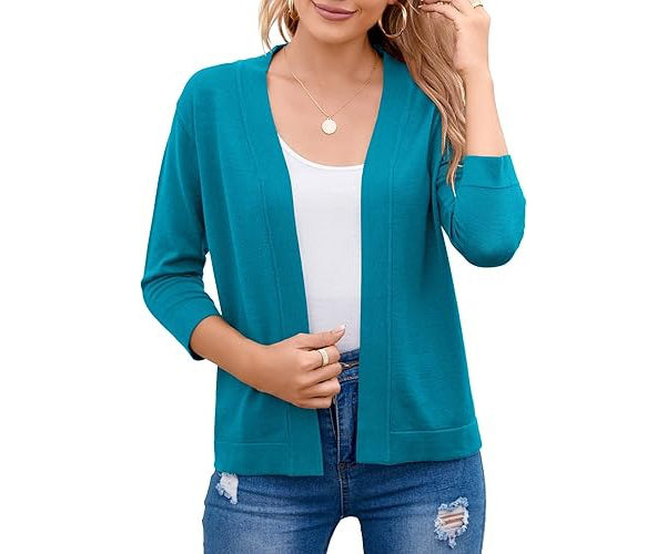 Women's Soft Viscose Blend Cropped Cardigan | Relaxed Open Front Sweater