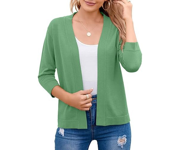 Women's Soft Viscose Blend Cropped Cardigan | Relaxed Open Front Sweater