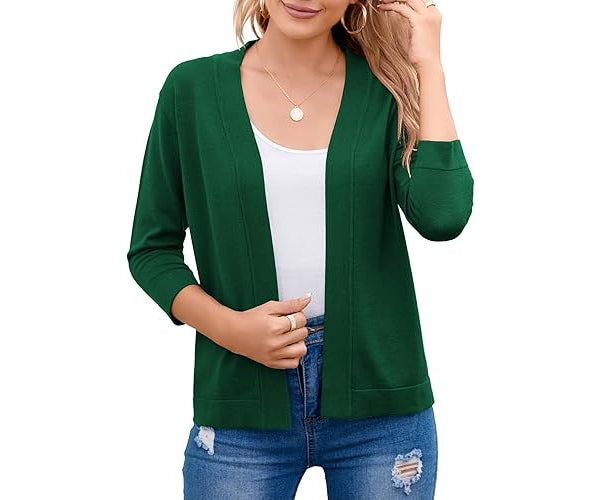 Women's Soft Viscose Blend Cropped Cardigan | Relaxed Open Front Sweater