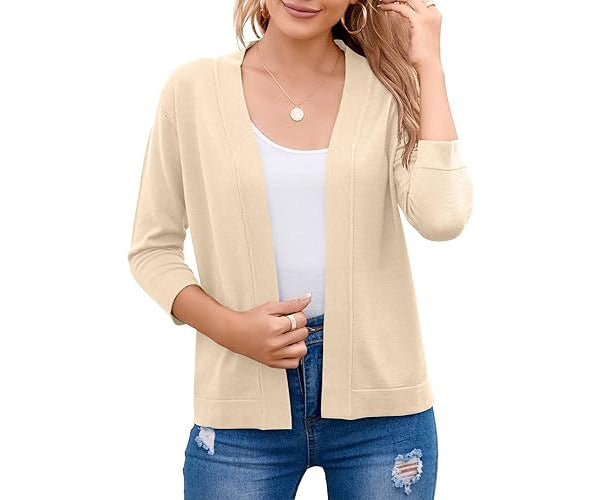Women's Soft Viscose Blend Cropped Cardigan | Relaxed Open Front Sweater