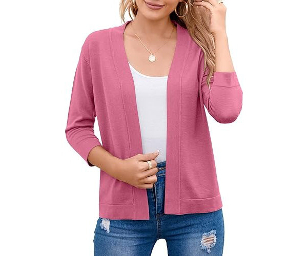 Women's Soft Viscose Blend Cropped Cardigan | Relaxed Open Front Sweater