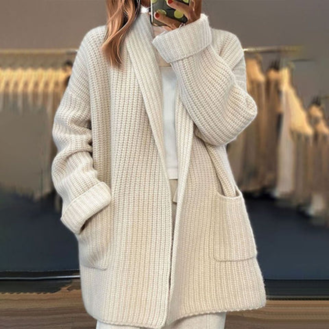Marissa | Women’s Open-Front Longline Knit Cardigan with Pockets