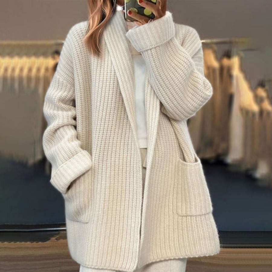 Marissa | Women’s Open-Front Longline Knit Cardigan with Pockets