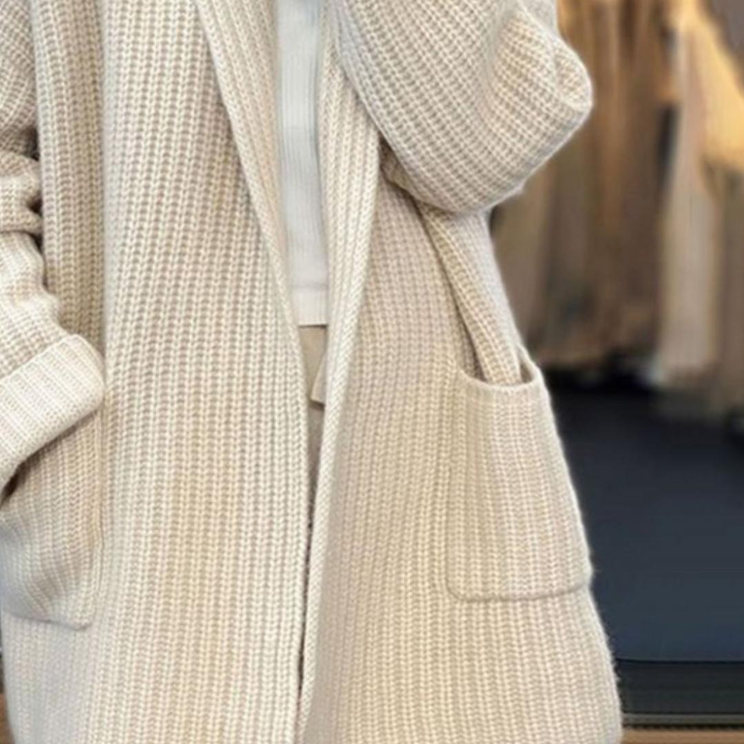 Marissa | Women’s Open-Front Longline Knit Cardigan with Pockets