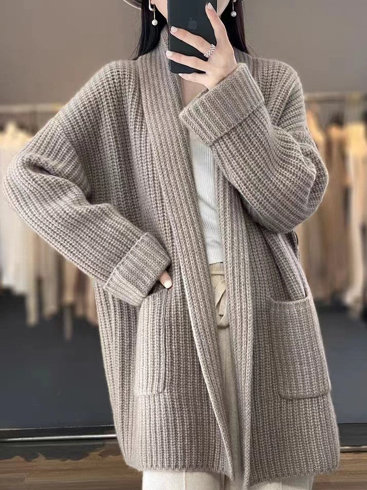 Marissa | Women’s Open-Front Longline Knit Cardigan with Pockets