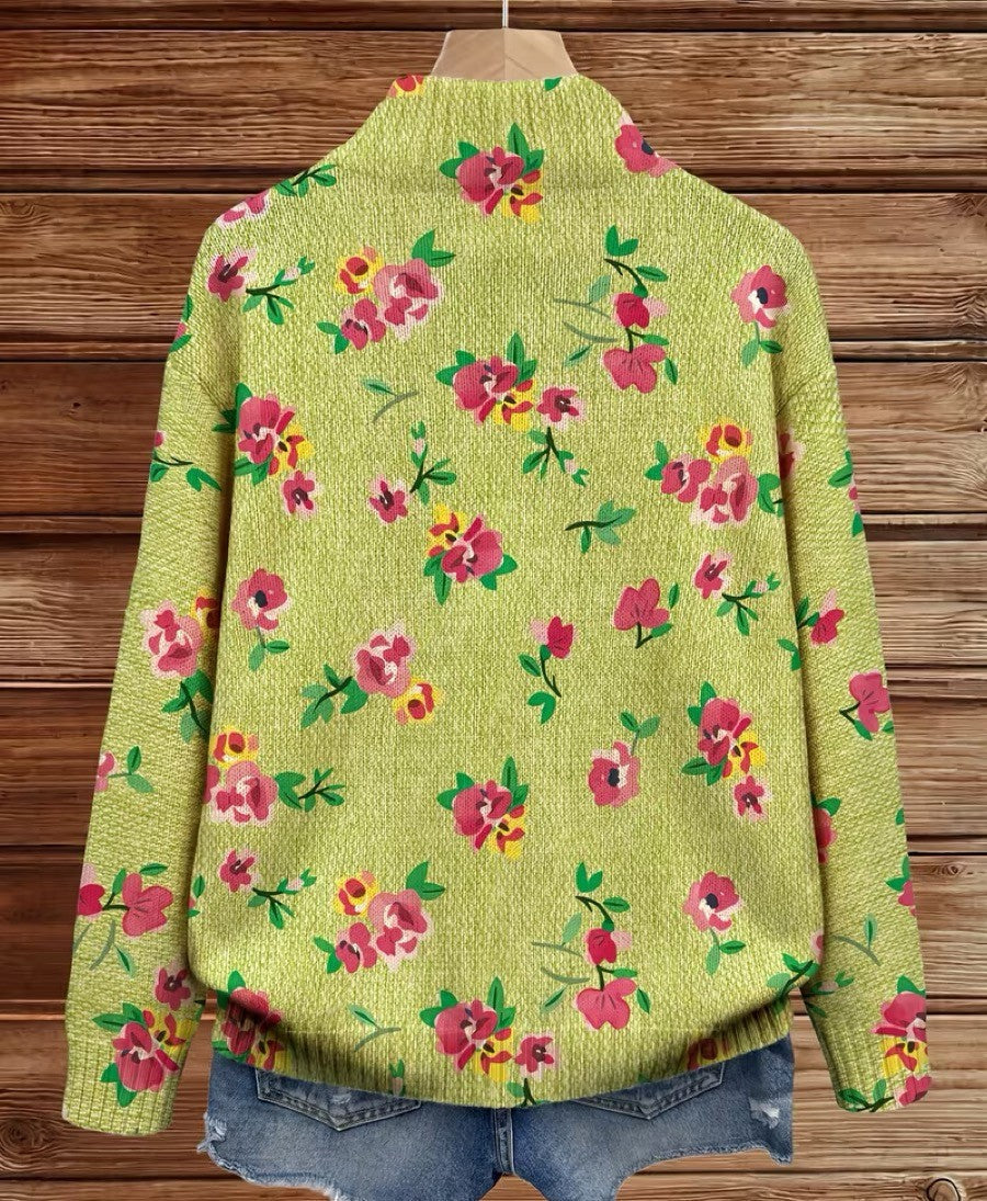 CONSTANCE | PINK & LIME FLORAL ZIP-UP CARDIGAN