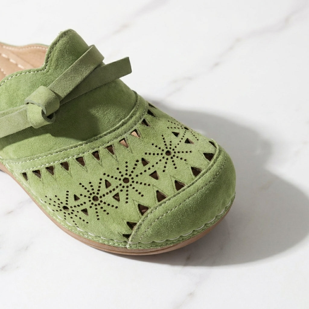 Patricia | Bow Hollow Out Flat Mules