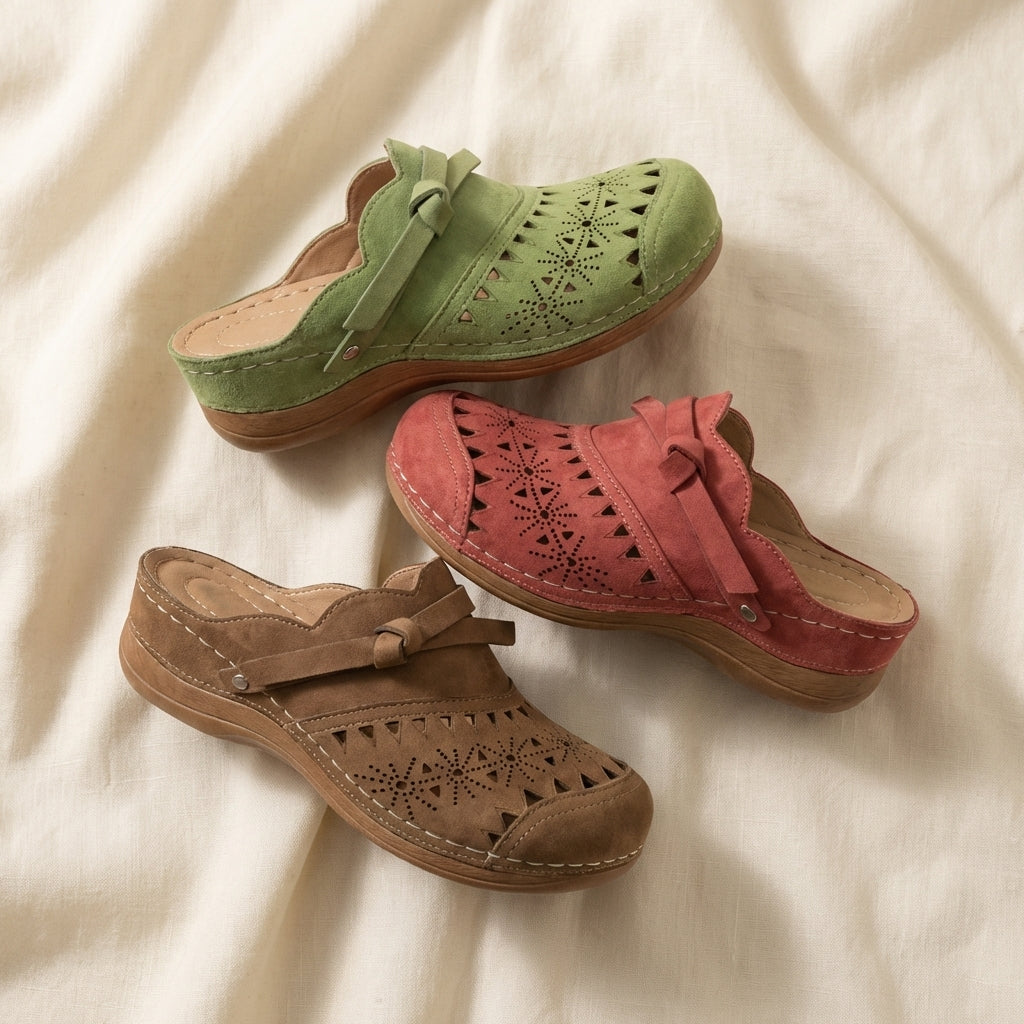 Patricia | Bow Hollow Out Flat Mules