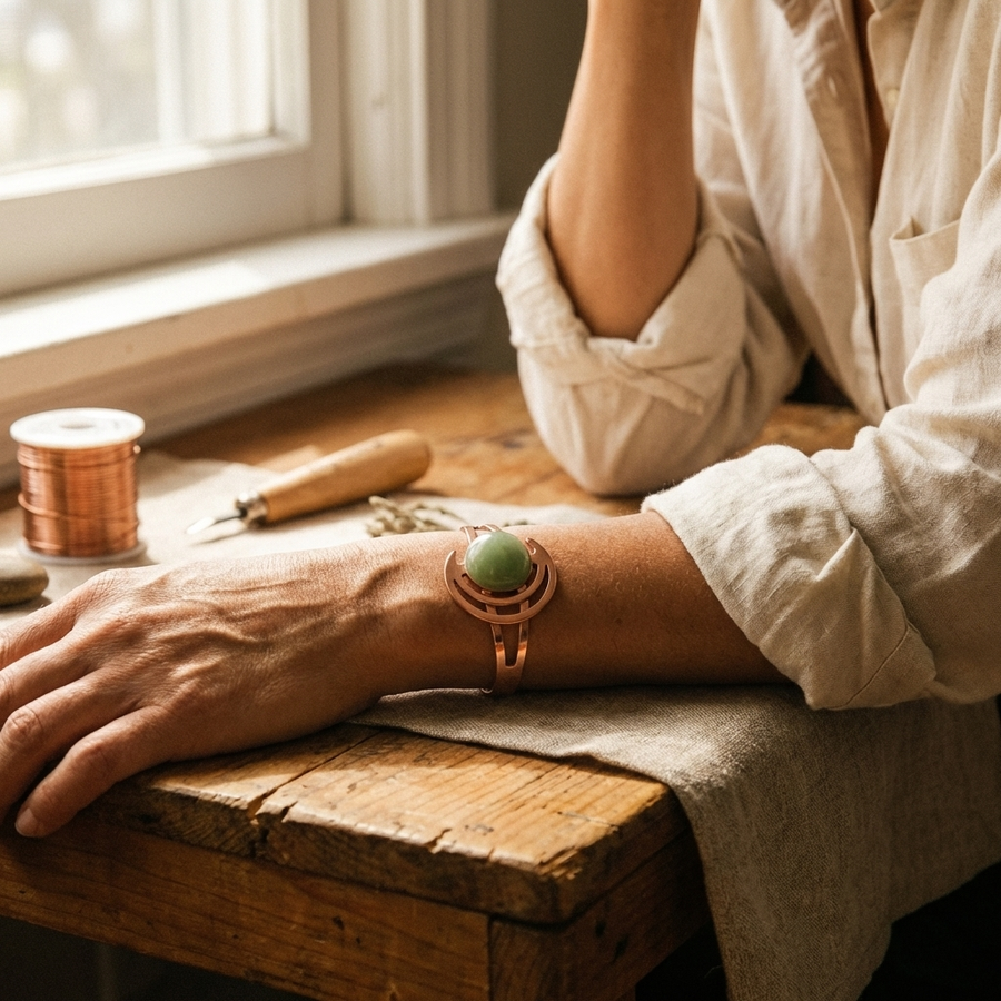 Lunara Green Copper Bracelet