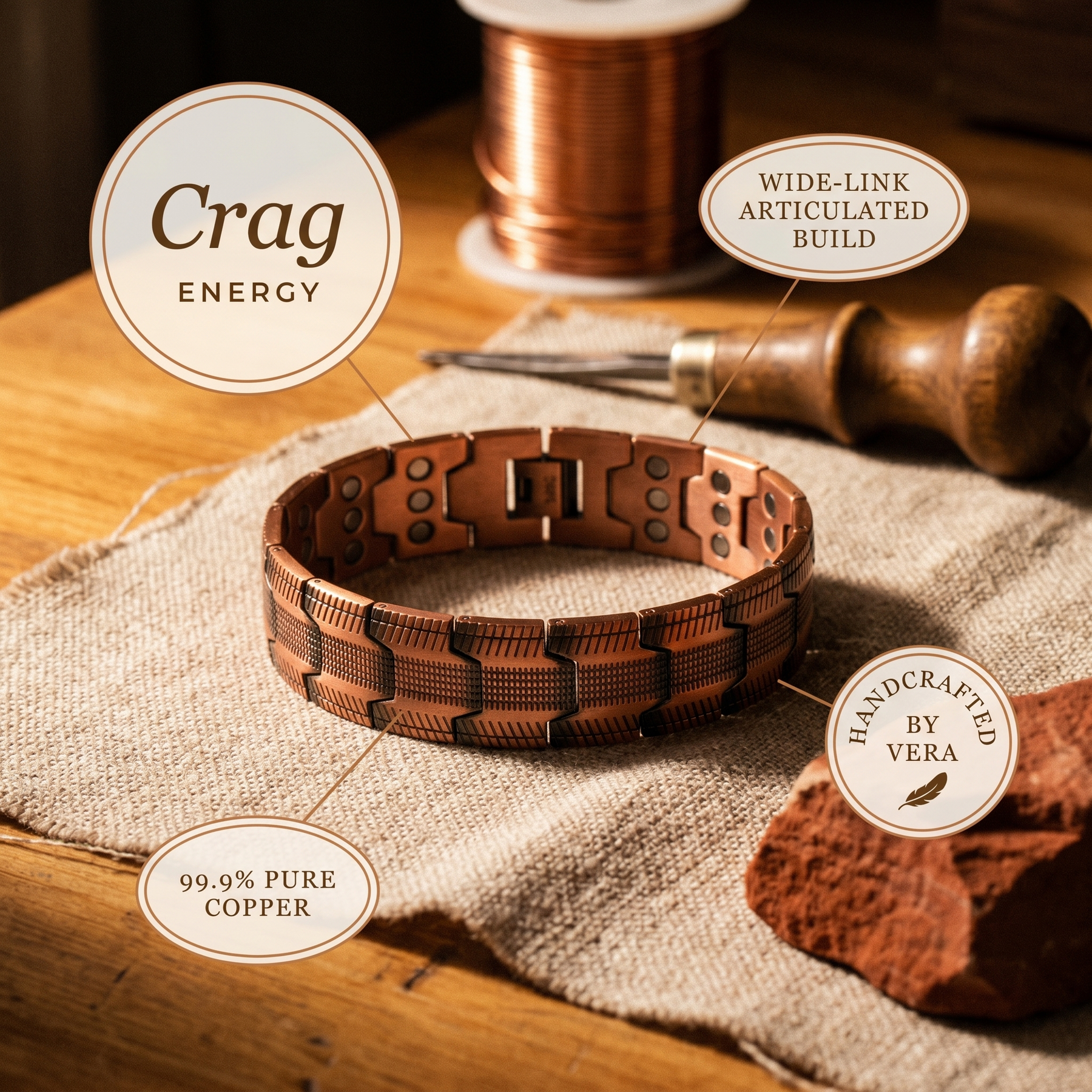 Crag Men's Copper Bracelet