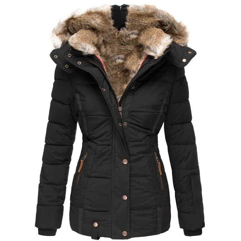 Women's Insulated Puffer Parka Jacket with Fur Hood