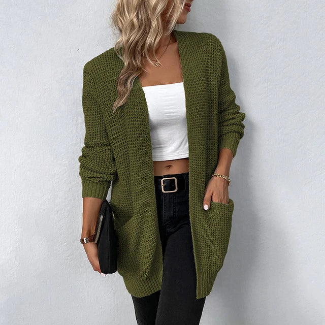 Nancy - Chunky Knit Pocket Women's Cardigan