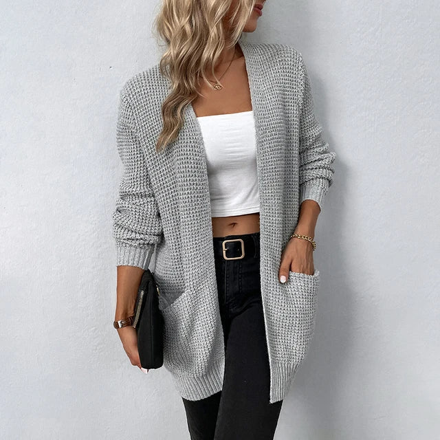 Nancy - Chunky Knit Pocket Women's Cardigan