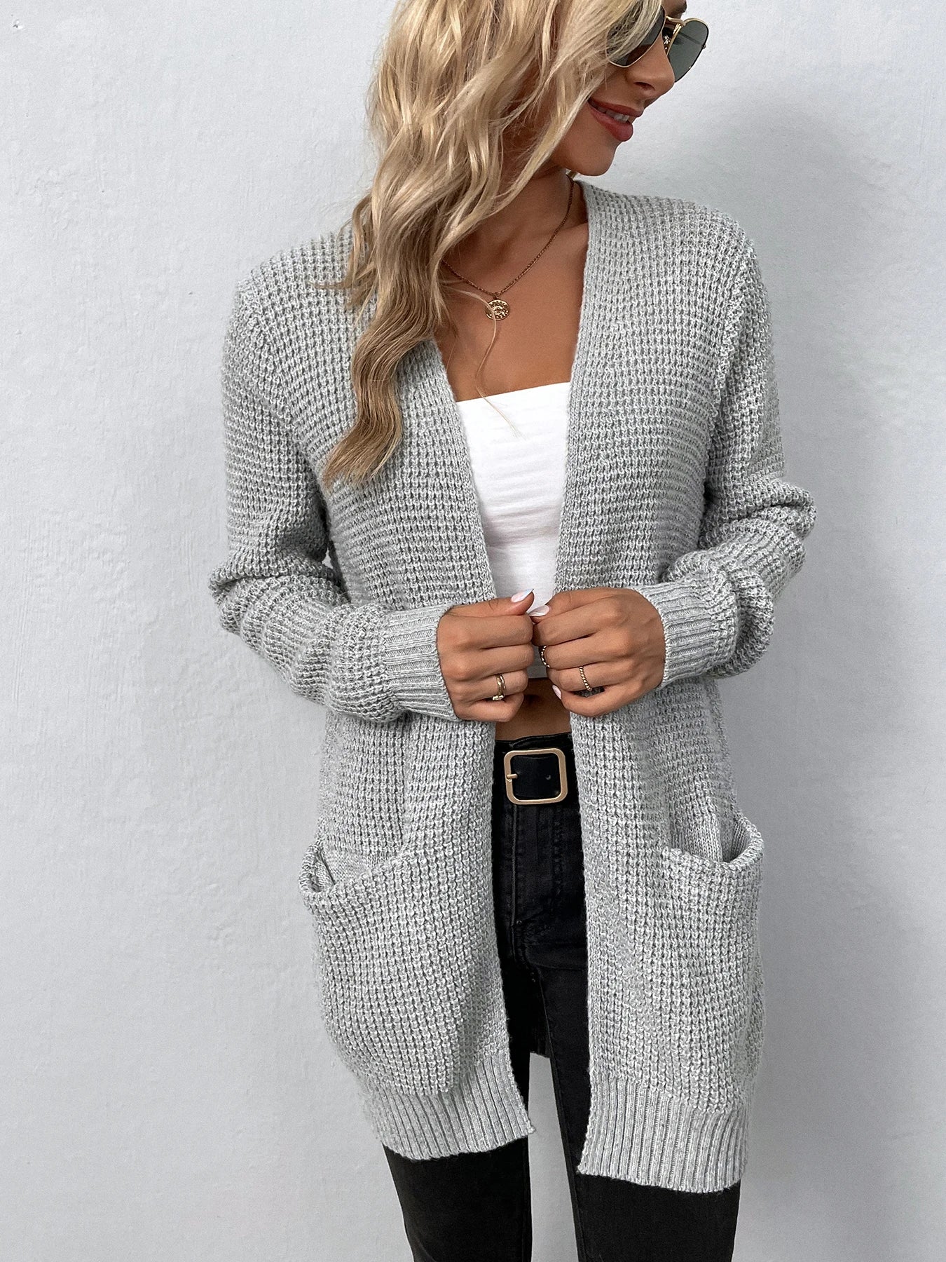 Nancy - Chunky Knit Pocket Women's Cardigan
