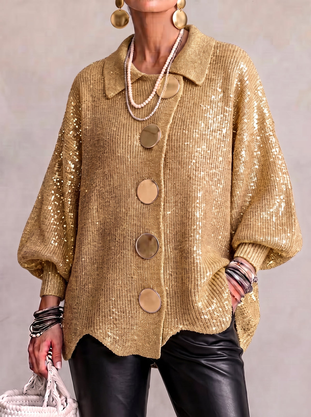 ISADORA | RELAXED COLLARED CARDIGAN WITH STATEMENT BUTTONS