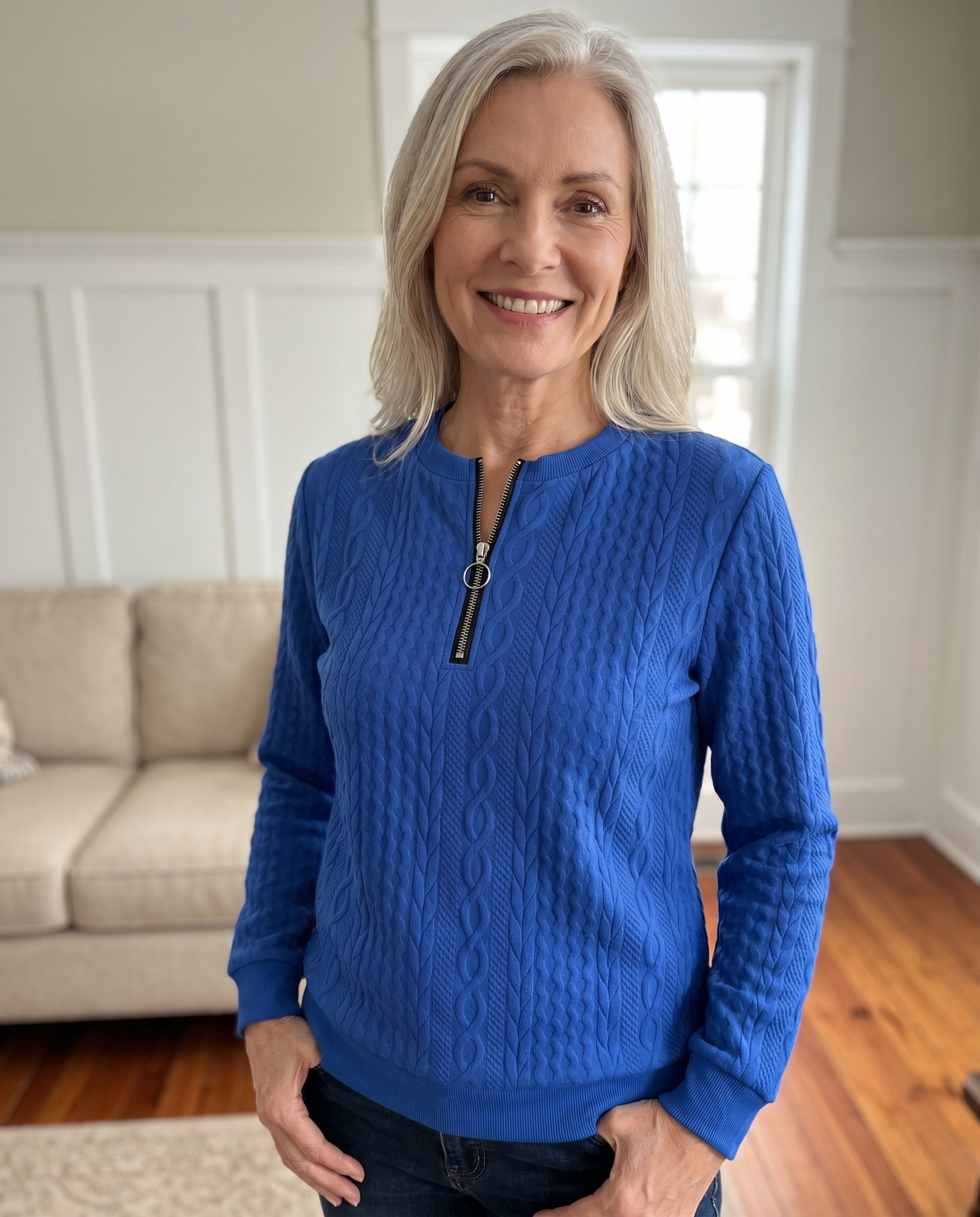 Textured Zipper Sweatshirt – Stylish & Comfy