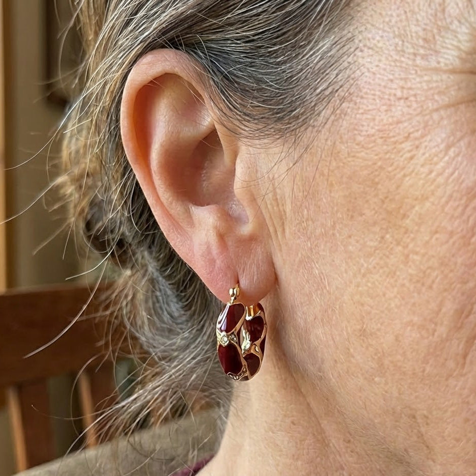 The Regal Burgundy Hoop Earrings