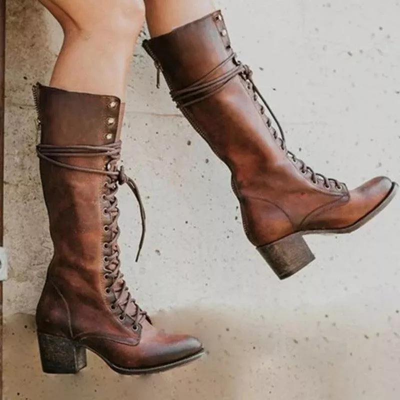 FREYA | SUPPORTIVE ORTHOPEDIC LACE-UP LEATHER BOOTS